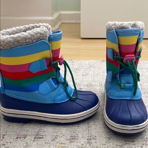 Mini Boden blue Rainbow Kids Winter snow Boots size 1 32